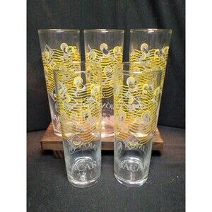 Bacardi Limon Highball Glasses Set of 5 7" Yellow Gray Tom Collins Vintage